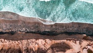 Preview wallpaper sea, coast, aerial view, cliff, waves