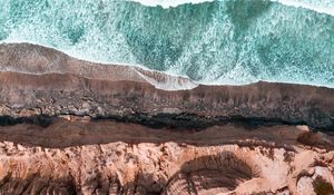 Preview wallpaper sea, coast, aerial view, cliff, waves