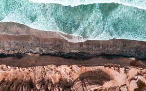 Preview wallpaper sea, coast, aerial view, cliff, waves