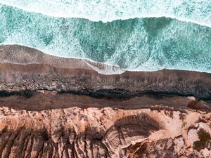 Preview wallpaper sea, coast, aerial view, cliff, waves