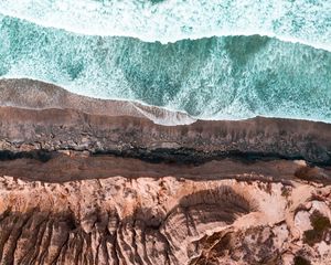 Preview wallpaper sea, coast, aerial view, cliff, waves