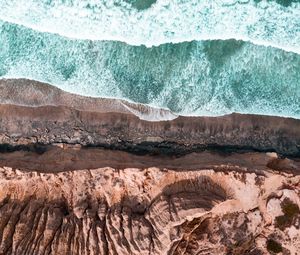 Preview wallpaper sea, coast, aerial view, cliff, waves