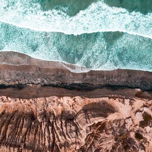 Preview wallpaper sea, coast, aerial view, cliff, waves
