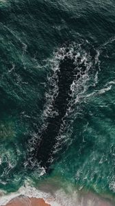 Preview wallpaper sea, coast, aerial view, water, breakwater