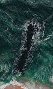 Preview wallpaper sea, coast, aerial view, water, breakwater