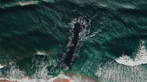 Preview wallpaper sea, coast, aerial view, water, breakwater