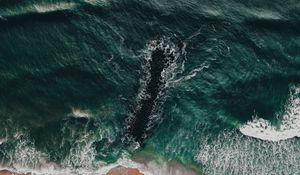 Preview wallpaper sea, coast, aerial view, water, breakwater
