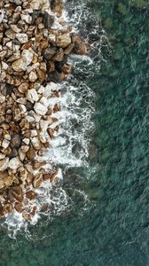 Preview wallpaper sea, coast, aerial view, stones, water
