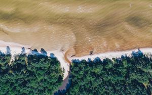 Preview wallpaper sea, coast, aerial view, water, trees