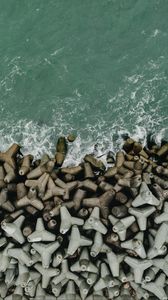 Preview wallpaper sea, coast, aerial view, surf, waves