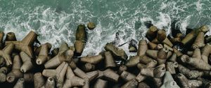 Preview wallpaper sea, coast, aerial view, surf, waves