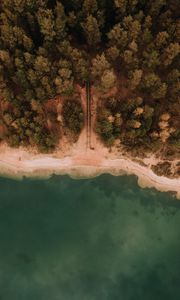 Preview wallpaper sea, coast, aerial view, sand, beach