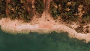 Preview wallpaper sea, coast, aerial view, sand, beach