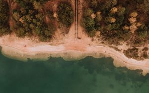 Preview wallpaper sea, coast, aerial view, sand, beach