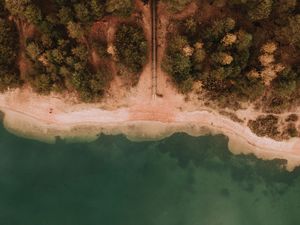 Preview wallpaper sea, coast, aerial view, sand, beach