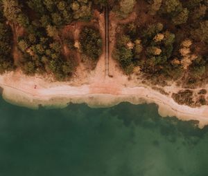 Preview wallpaper sea, coast, aerial view, sand, beach