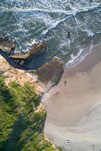 Preview wallpaper sea, coast, aerial view, beach, rock, water