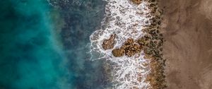 Preview wallpaper sea, coast, aerial view, water, beach