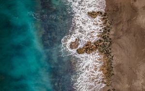 Preview wallpaper sea, coast, aerial view, water, beach