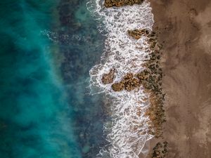 Preview wallpaper sea, coast, aerial view, water, beach