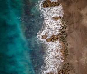 Preview wallpaper sea, coast, aerial view, water, beach