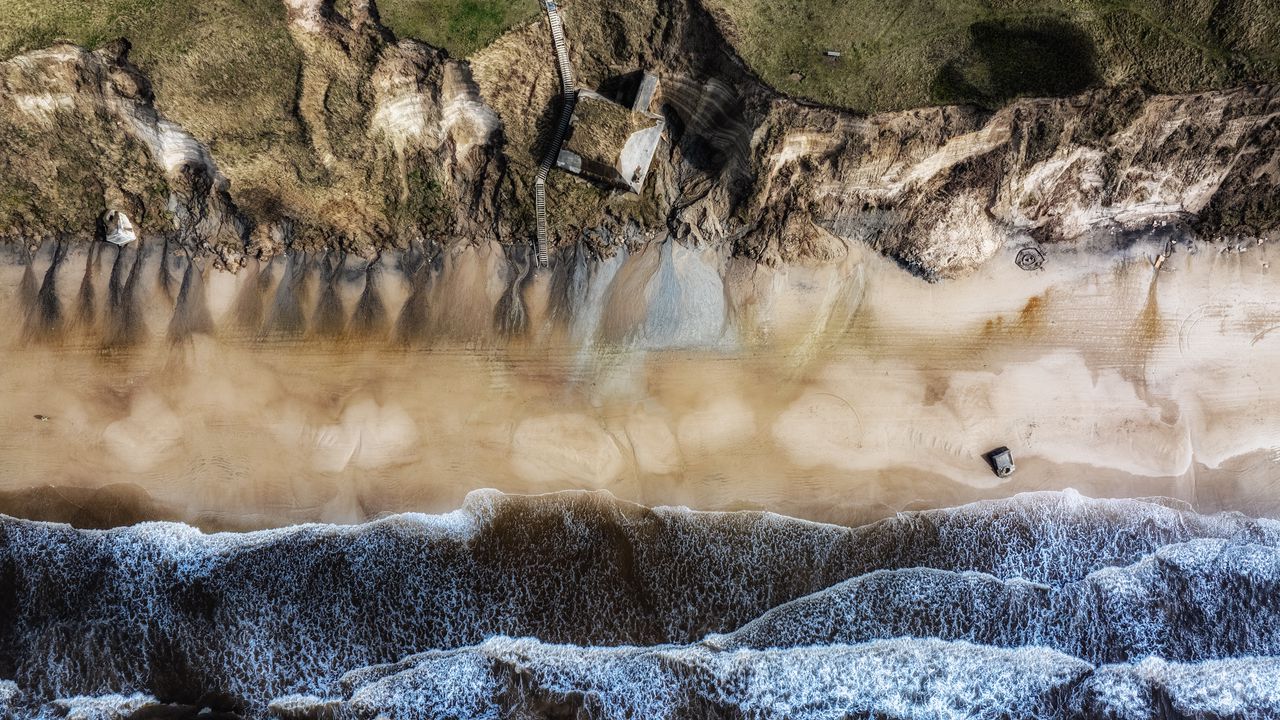 Wallpaper sea, coast, cliff, nature, aerial view