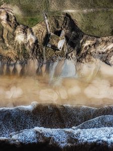 Preview wallpaper sea, coast, cliff, nature, aerial view