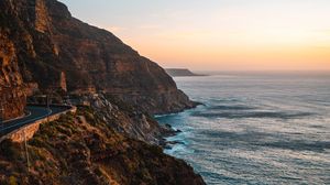 Preview wallpaper sea, coast, cliff, road