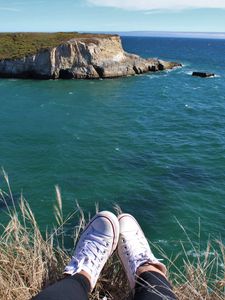 Preview wallpaper sea, coast, feet, view, landscape