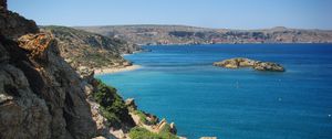 Preview wallpaper sea, coast, mountains, stones, landscape