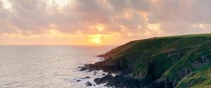 Preview wallpaper sea, coast, path, sunset, landscape