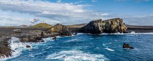 Preview wallpaper sea, coast, rocks, lighthouse, nature, landscape