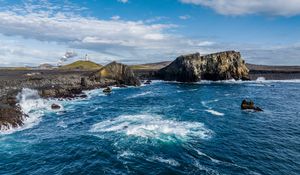 Preview wallpaper sea, coast, rocks, lighthouse, nature, landscape