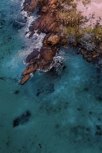 Preview wallpaper sea, coast, sand, stones, rock, nature