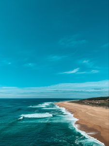 Preview wallpaper sea, coast, sand, horizon, waves
