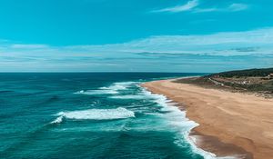 Preview wallpaper sea, coast, sand, horizon, waves