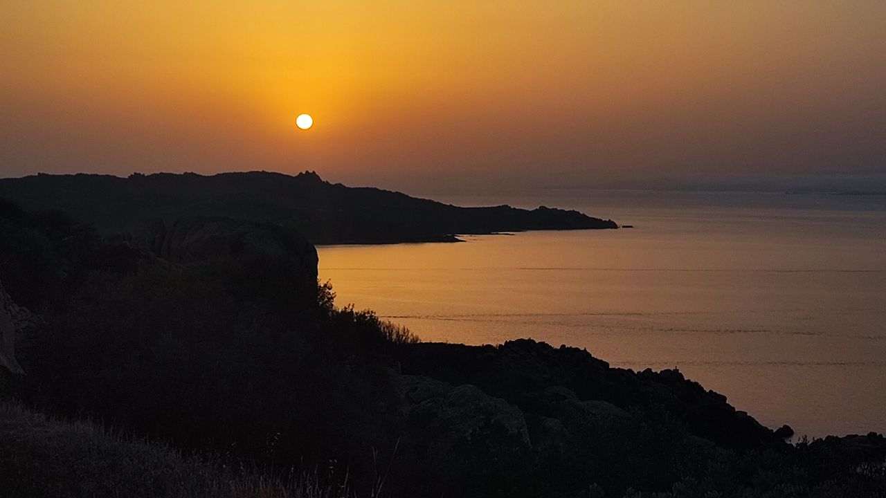 Wallpaper sea, coast, sky, sun, dark, sunset