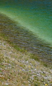 Preview wallpaper sea, coast, stones, grass, pebbles