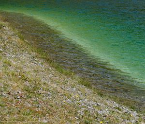 Preview wallpaper sea, coast, stones, grass, pebbles