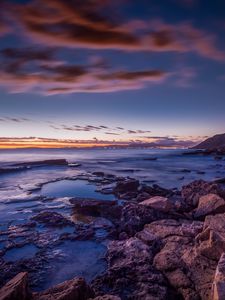 Preview wallpaper sea, coast, stones, sunset, spain