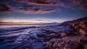 Preview wallpaper sea, coast, stones, sunset, spain