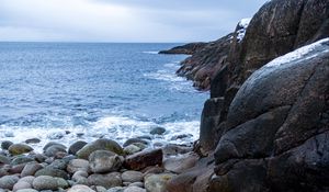Preview wallpaper sea, coast, stones, rocks, waves