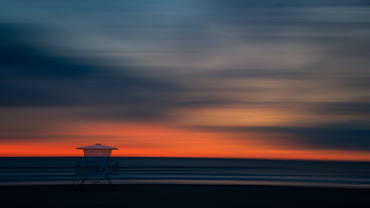 Wallpaper sea, coast, sunset, horizon, sky, clouds, dark