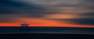 Preview wallpaper sea, coast, sunset, horizon, sky, clouds, dark