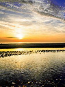 Preview wallpaper sea, coast, sunset, nature, landscape