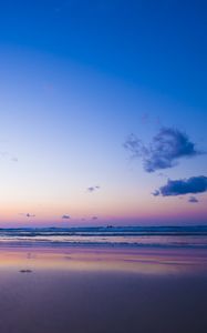 Preview wallpaper sea, coast, sunset, horizon, wave