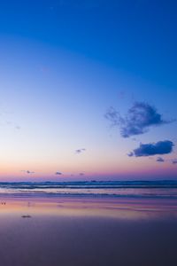 Preview wallpaper sea, coast, sunset, horizon, wave