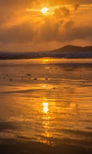 Preview wallpaper sea, coast, sunset, water, sunlight