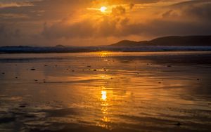 Preview wallpaper sea, coast, sunset, water, sunlight