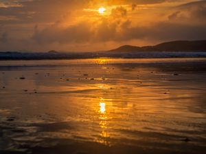 Preview wallpaper sea, coast, sunset, water, sunlight